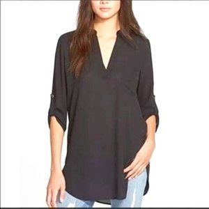 All in Favor Black Chiffon Tunic Blouse